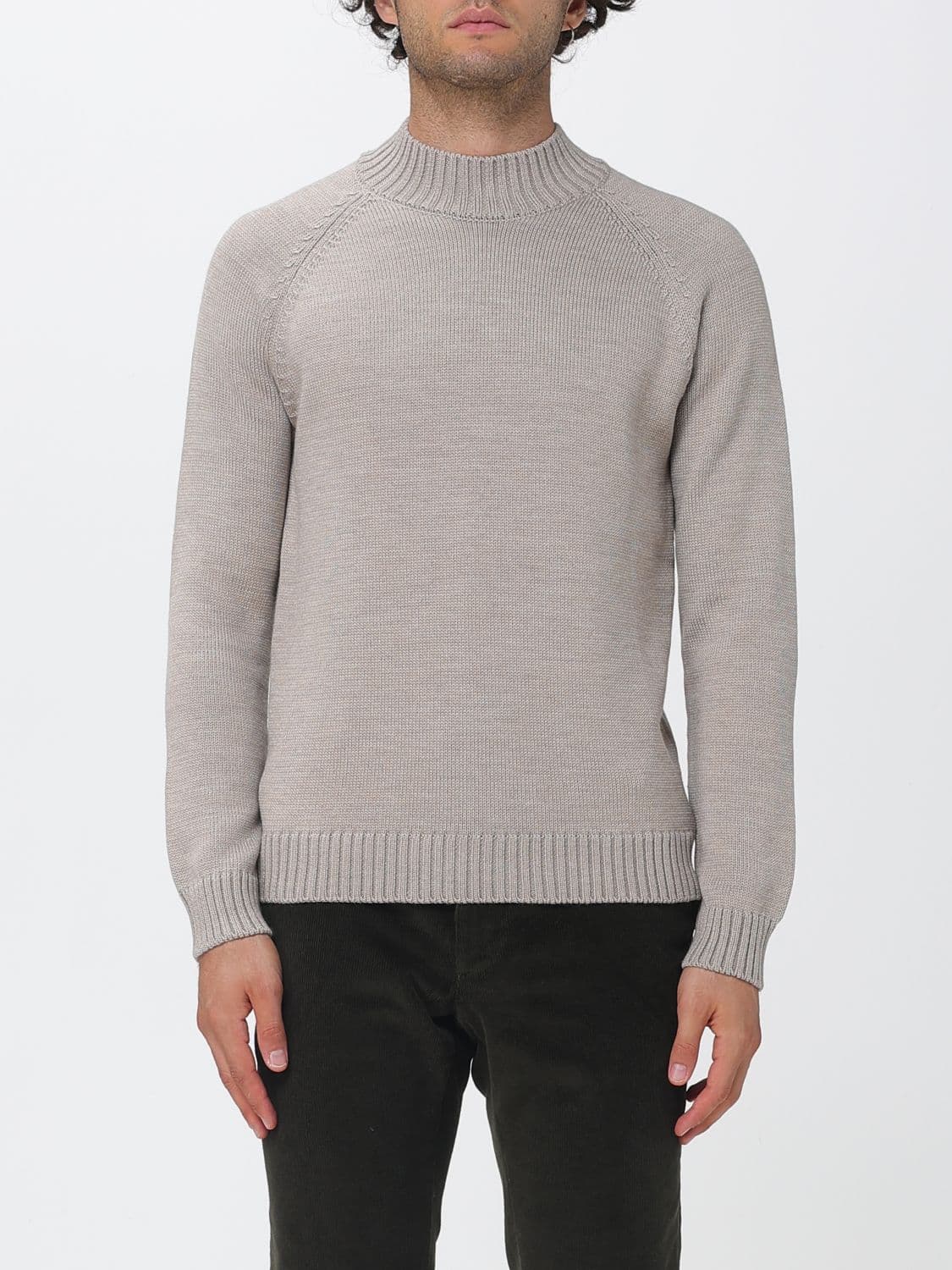 Zanone 100% Merino Wool Mock Neck Jumper with Ribbed Trims