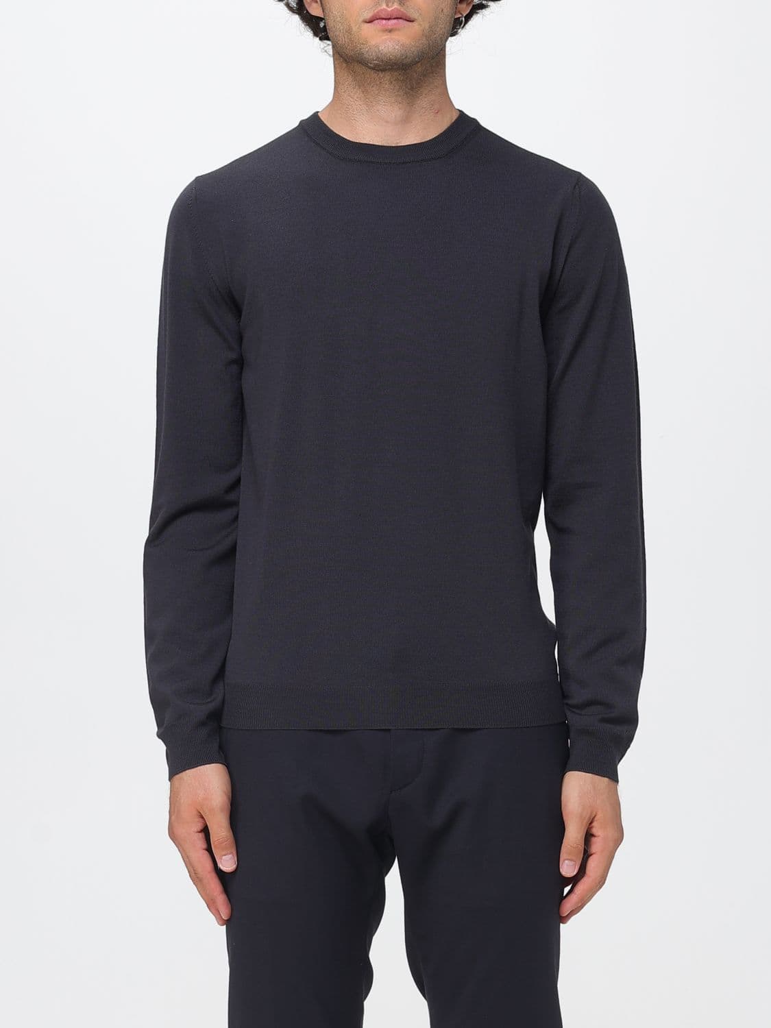 Zanone Crewneck Wool Blend Jumper with Long Sleeves and Ribbed Trims