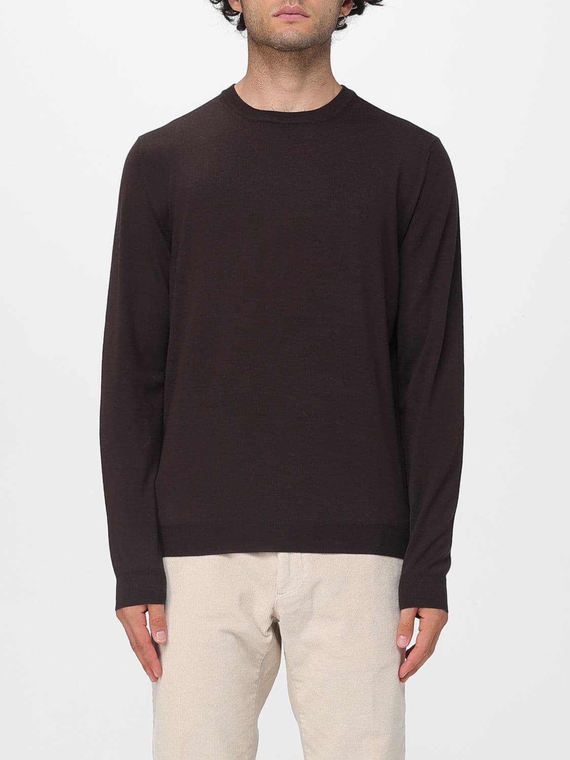 Zanone Crewneck Wool Blend Jumper with Long Sleeves and Ribbed Trims