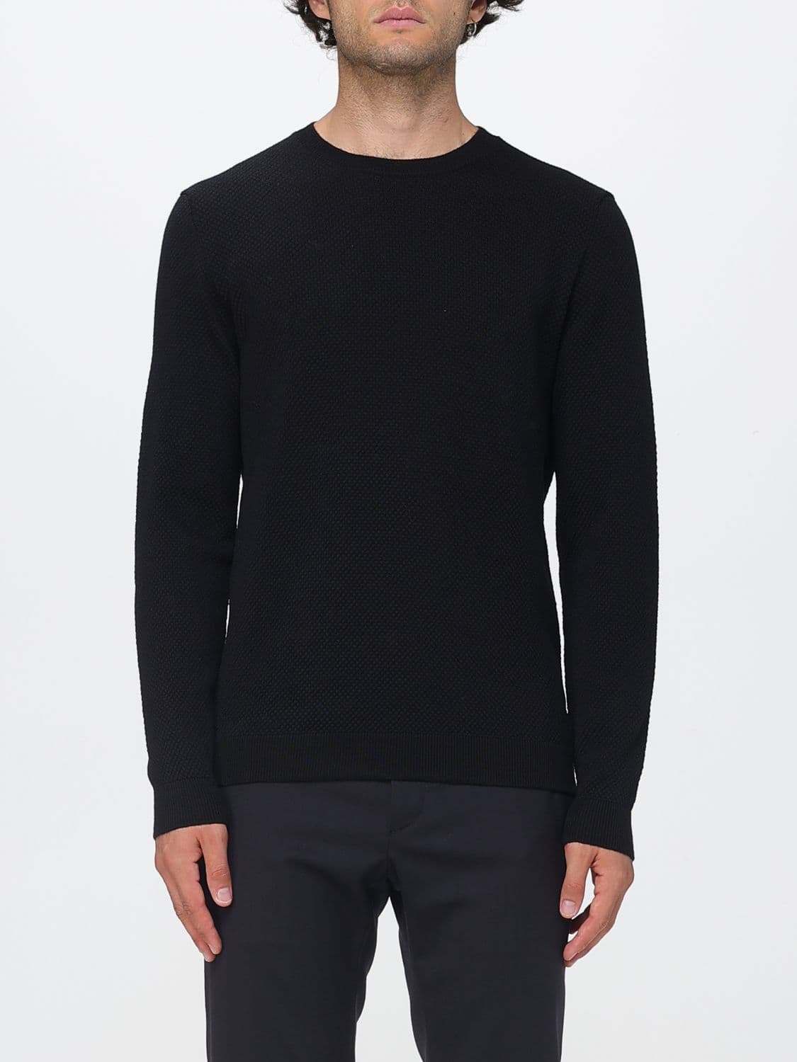 Zanone Slim Fit Crewneck Jumper in Pure Virgin Wool with Ribbed Trims