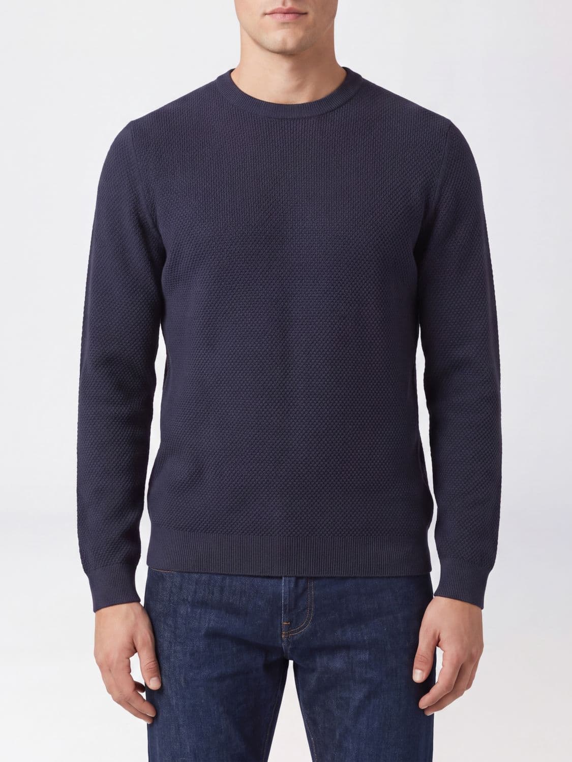 Zanone Slim Fit Crewneck Jumper in Pure Virgin Wool with Ribbed Trims