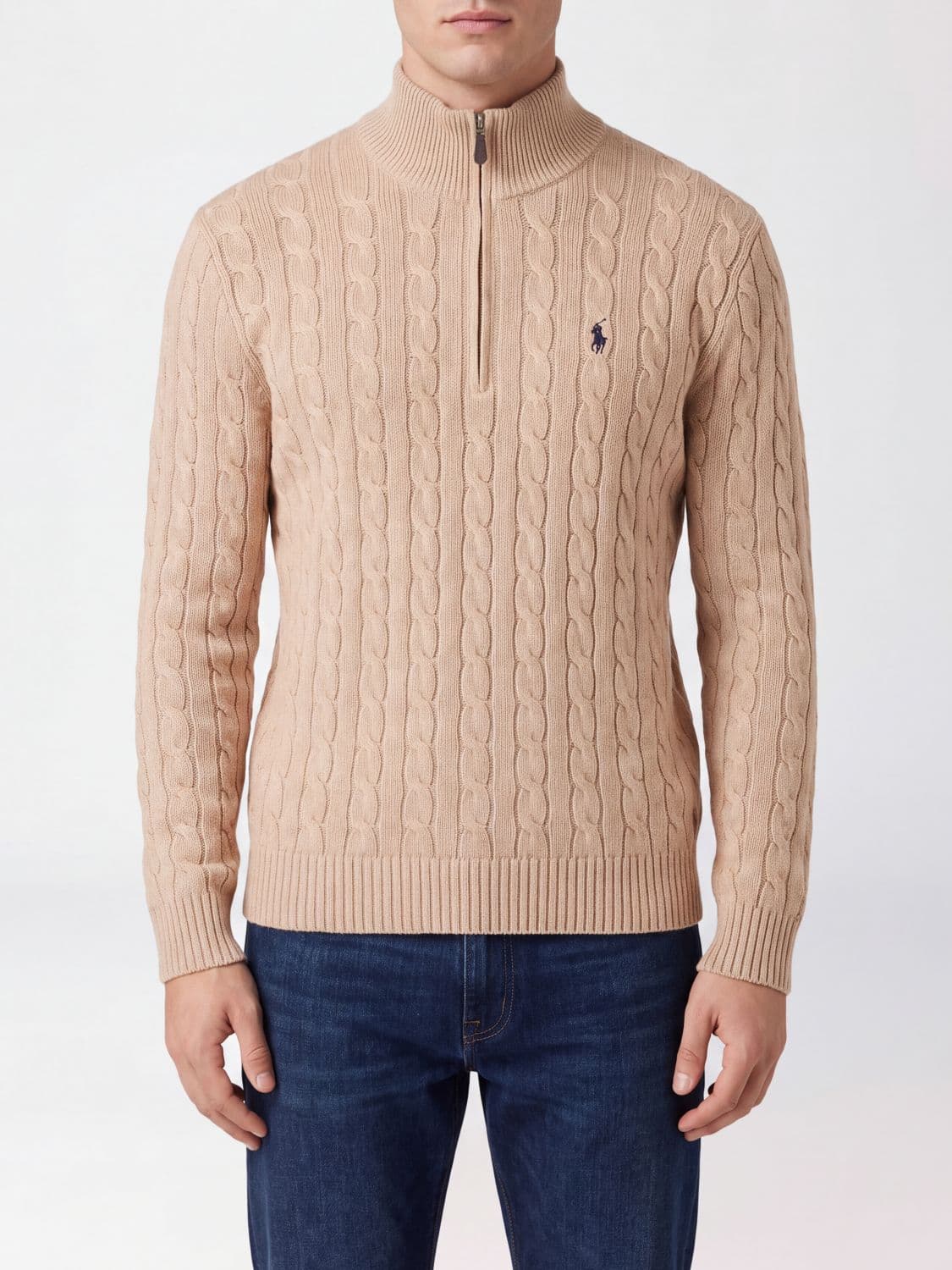 Polo Ralph Lauren Virgin Wool Half-Zip Turtleneck Jumper with Pony Logo