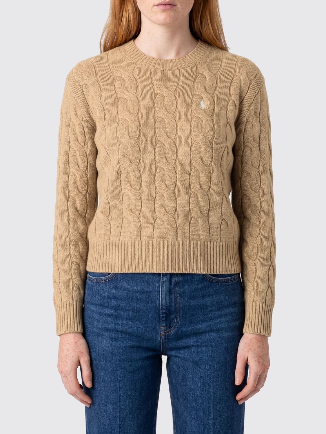 Polo Ralph Lauren Cable-Knit Wool Jumper with Embroidered Pony Logo