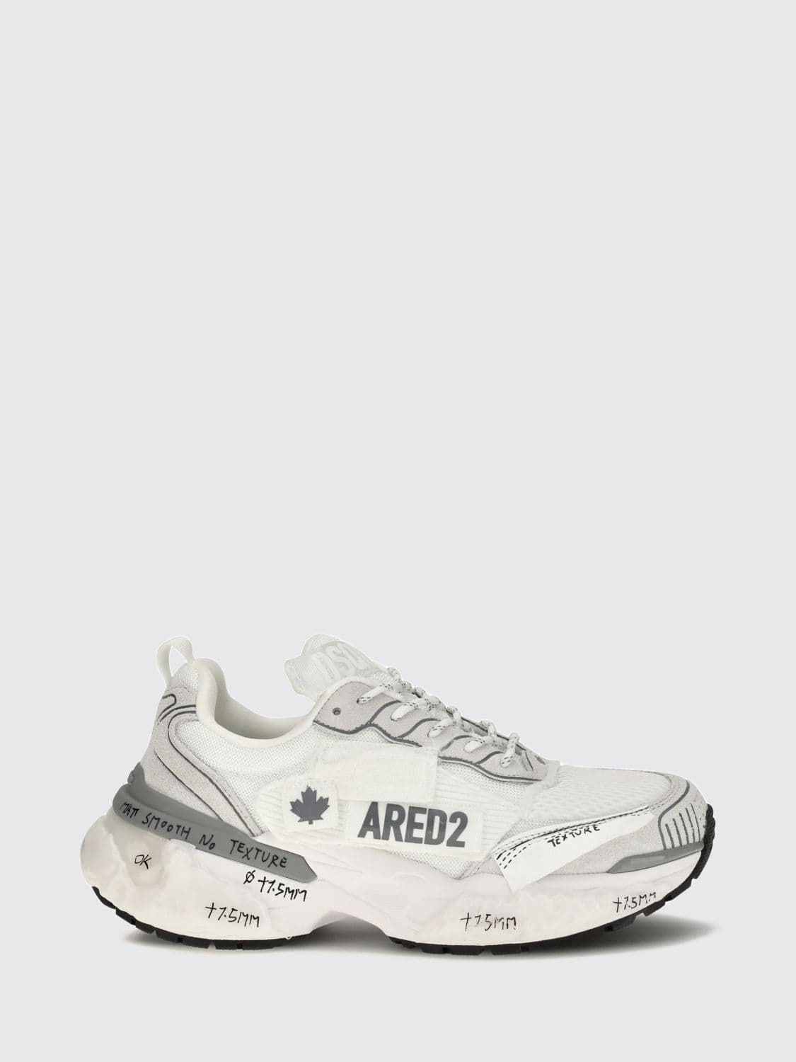 Dsquared2 Faster Leather and Mesh Sneakers with Notched Sole