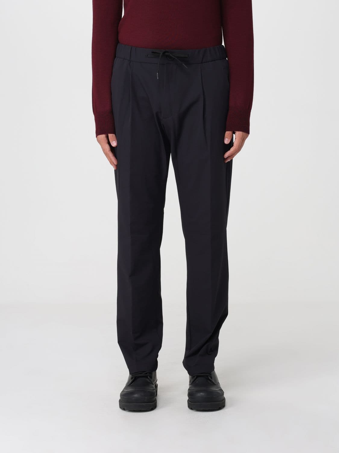 Herno Straight-Leg Technical Fabric Trousers with an Elasticated Drawstring Waist