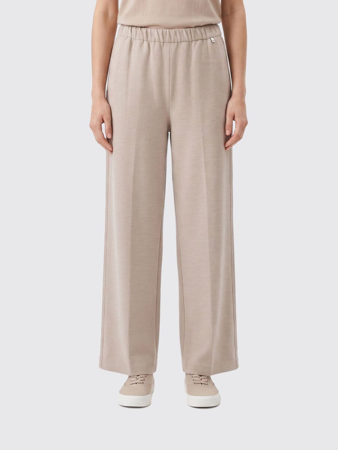 Herno Wide-Leg Wool Blend Palazzo Trousers with an Elasticated Waist
