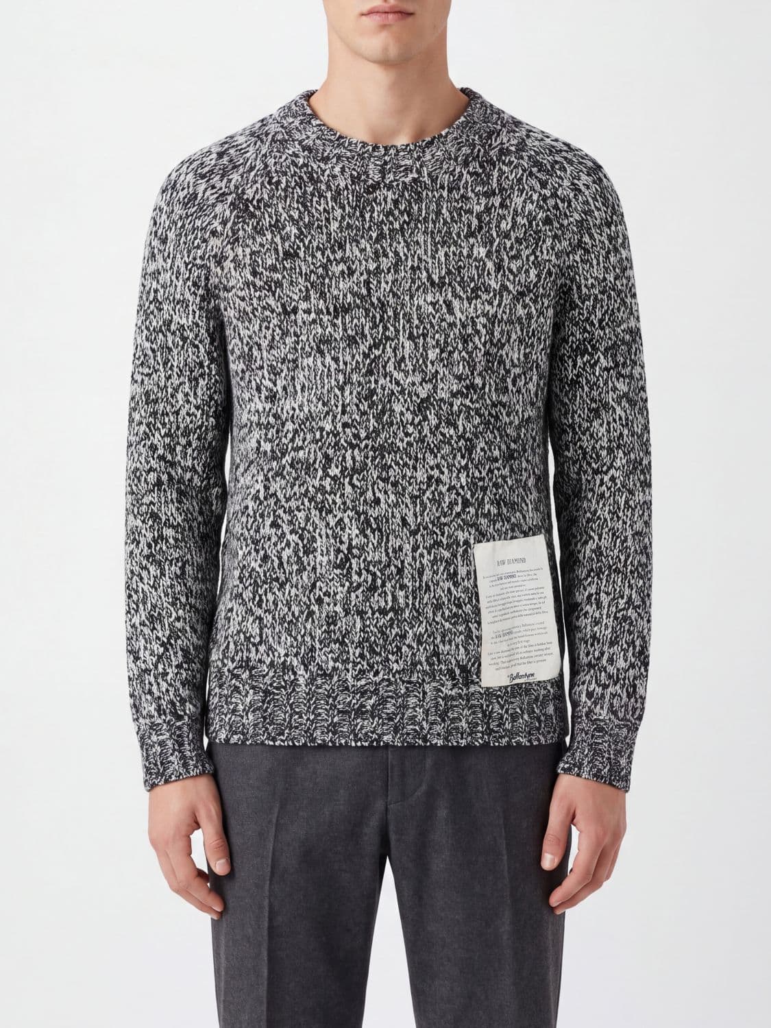 Ballantyne Raw Diamond Wool Blend Crewneck Jumper with Embroidered Patch