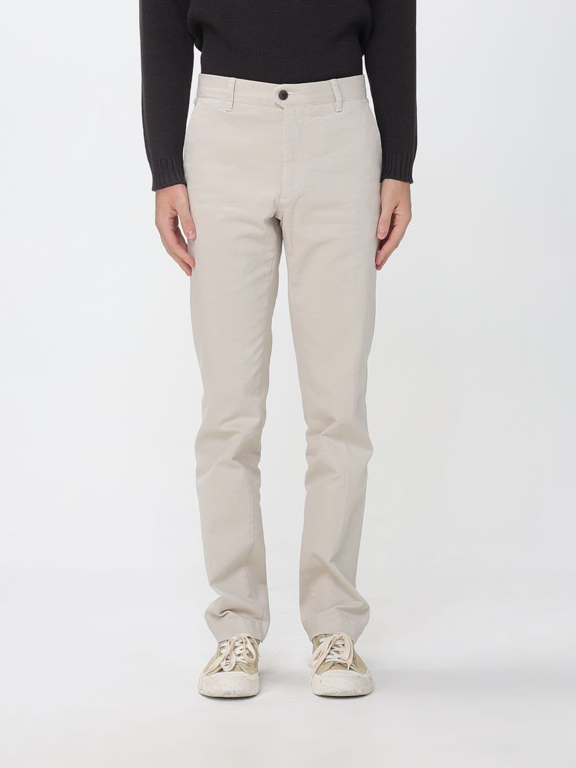 Incotex Slim Fit Stretch Cotton Chino Trousers with Slant and Welt Pockets
