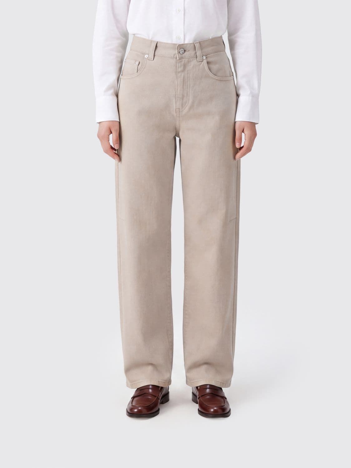 Brunello Cucinelli Mid-Rise Straight Jeans in Denim with Monili · 36
