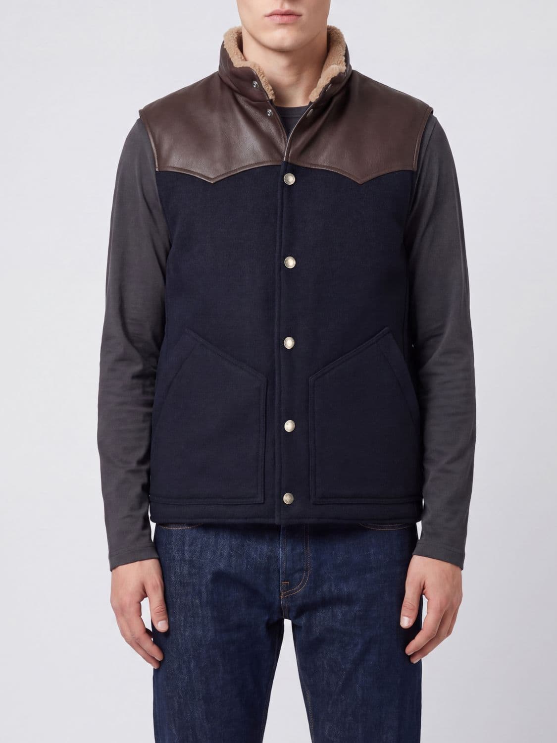 Brunello Cucinelli Padded Wool High Neck Gilet with Slash Pockets