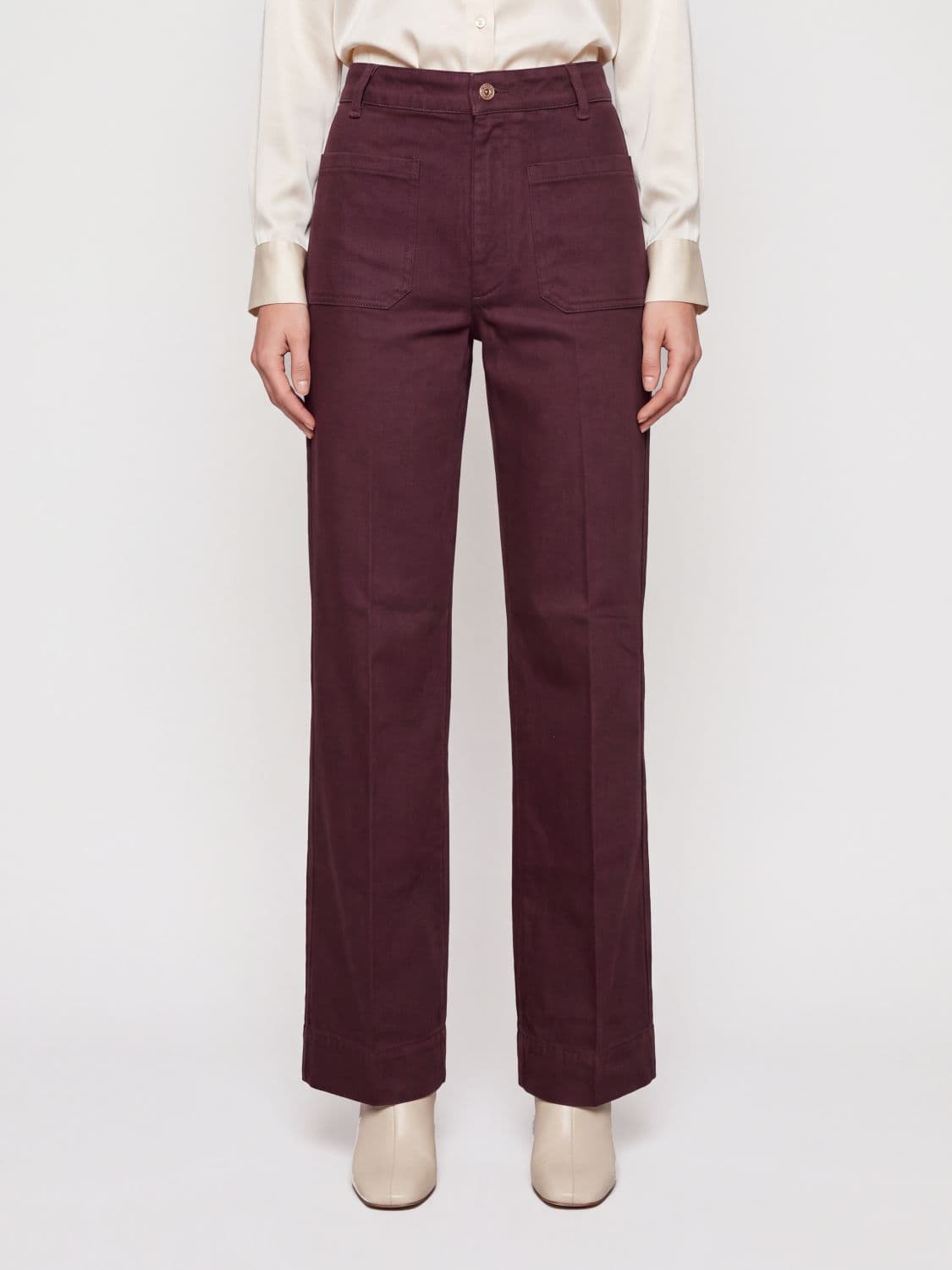 Victoria Victoria Beckham Alina Straight Fit High-Waisted Jeans in Cotton Denim