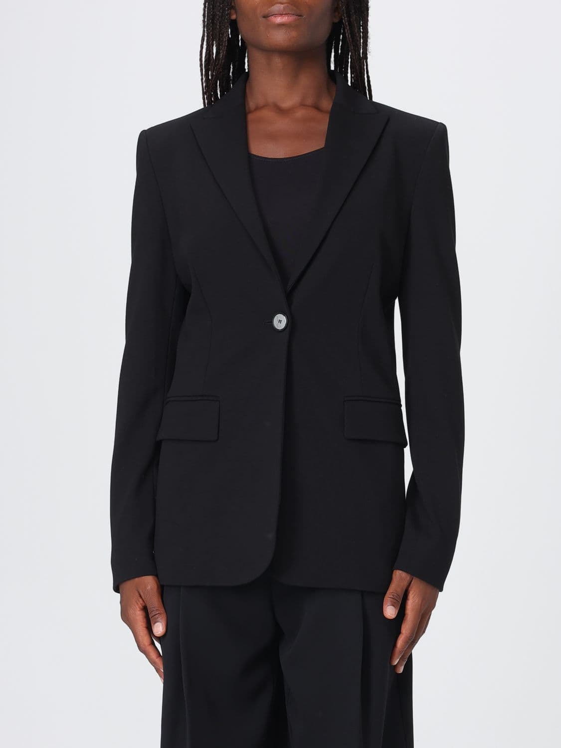 Pinko Single-Breasted Slim Fit Crêpe Blazer with One-Button Closure