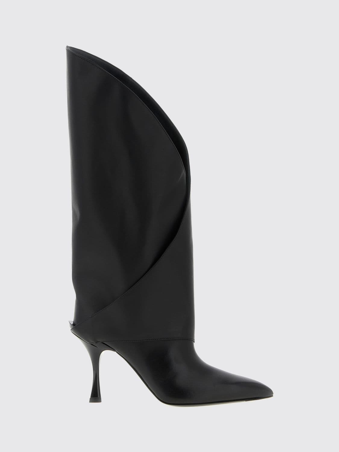 Balmain Twist Calfskin Knee-High Boots with Stiletto Heel and PB Monogram