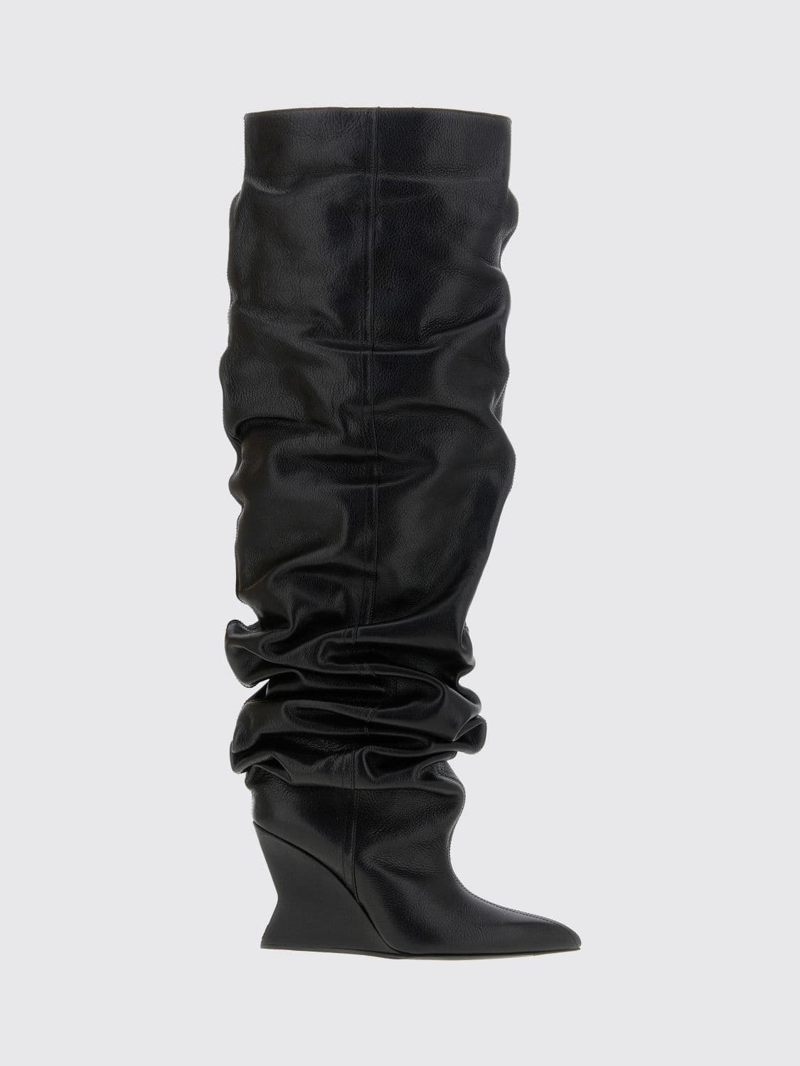 Balmain Ruched Smooth Calfskin Cuissardes Boots with a Sculptural Heel