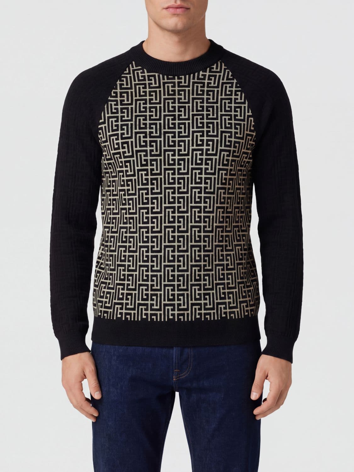 Balmain Slim Fit Cotton, Linen and Viscose Blend Crewneck Jumper
