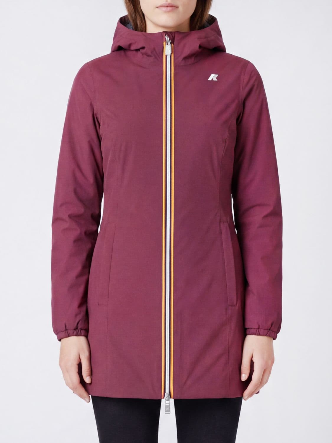 K-Way Denise Long Reversible and Waterproof Hooded Windbreaker Jacket