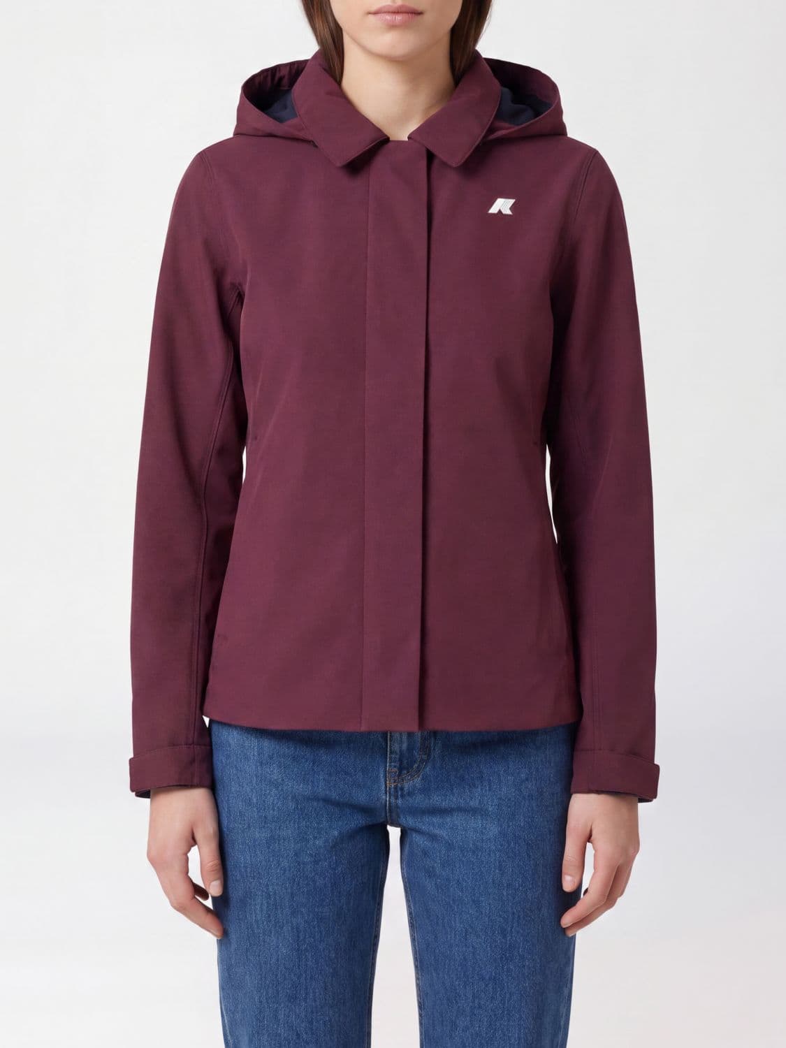 K-Way Bleizou Hooded Waterproof Nylon Jacket with Contrast Logo