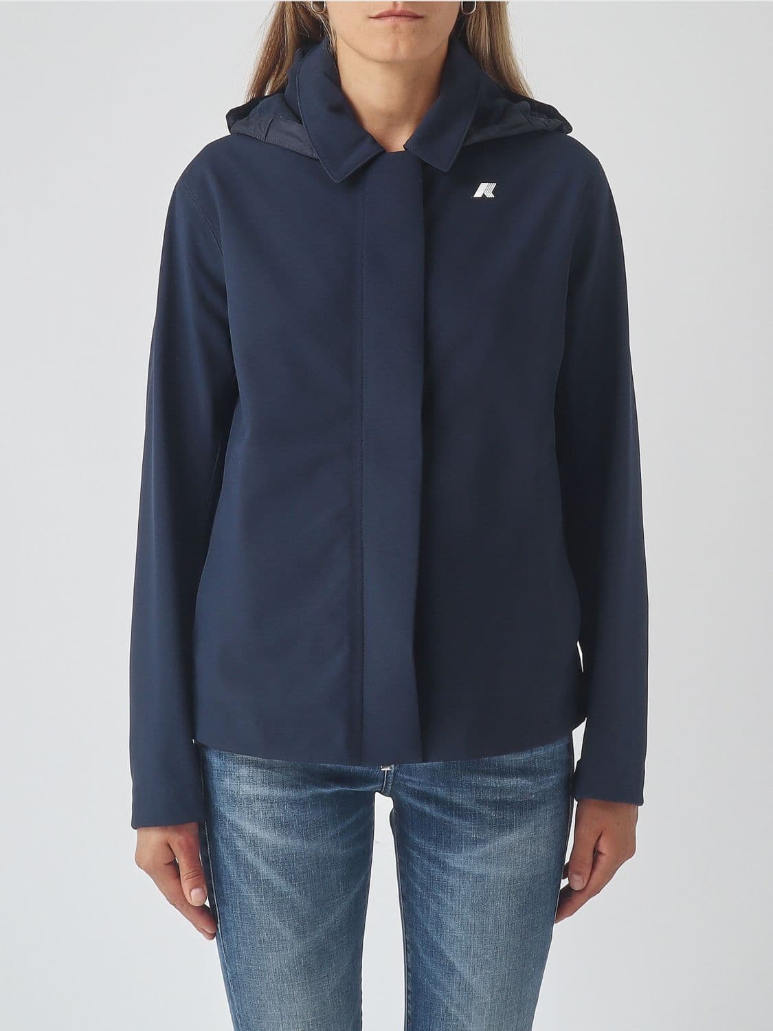 K-Way Bleizou Hooded Waterproof Nylon Jacket with Contrast Logo