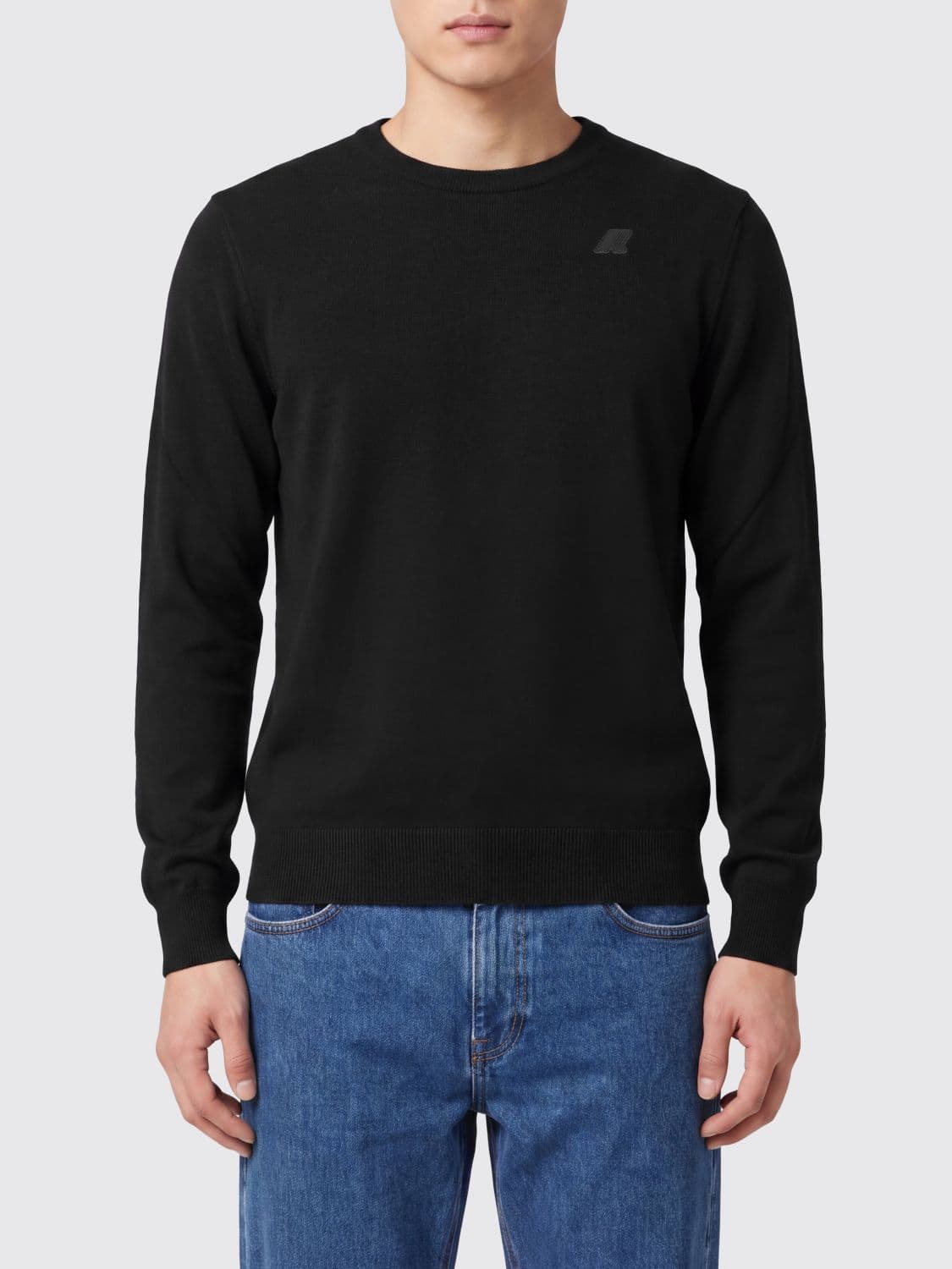 K-Way Men's Slim Fit Crew-Neck Jumper in Pure Wool