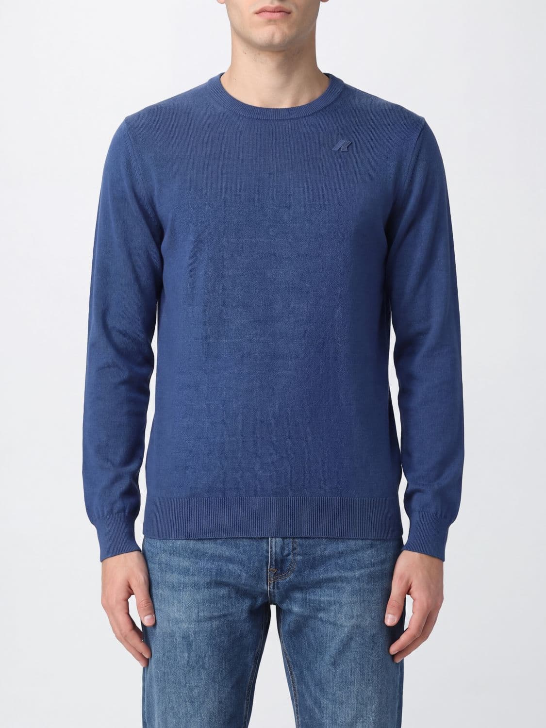 K-Way Men's Slim Fit Crew-Neck Jumper in Pure Wool
