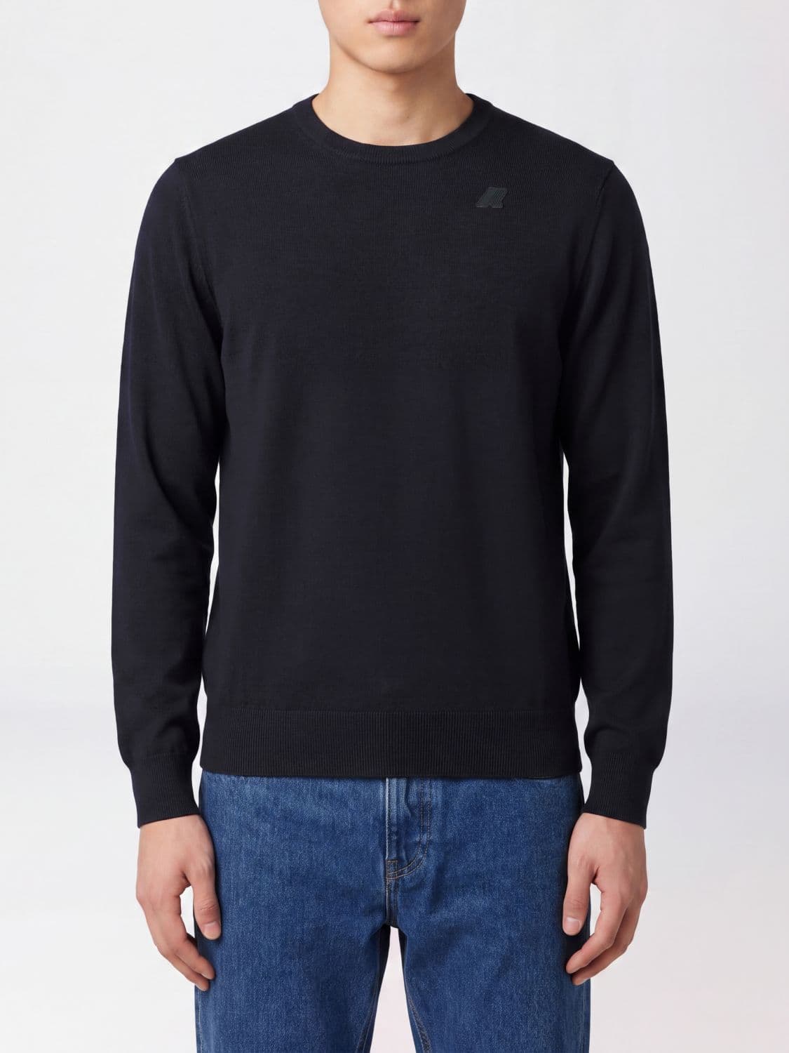 K-Way Men's Slim Fit Crew-Neck Jumper in Pure Wool