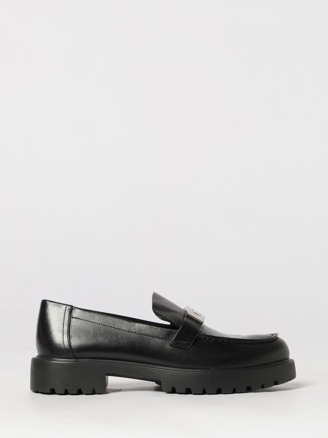 Tory Burch LeeLee Calfskin Penny Loafers with Double T Logo and Lug Sole