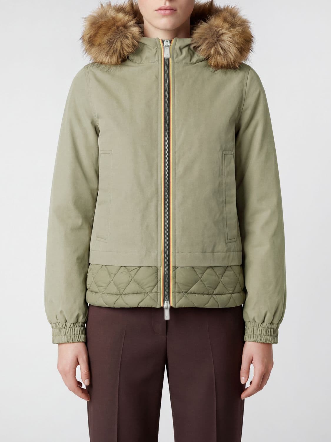 K-Way Tosca Short Parka with Shearling Hood and PrimaLoft Technology