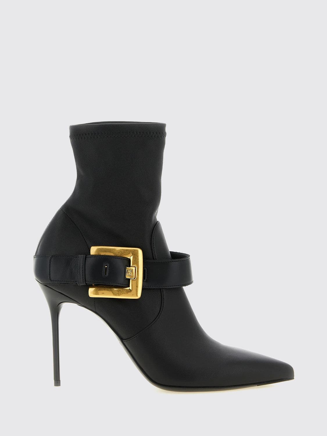 Balmain Anthem Lambskin Ankle Boots with Stiletto Heel and PB Monogram