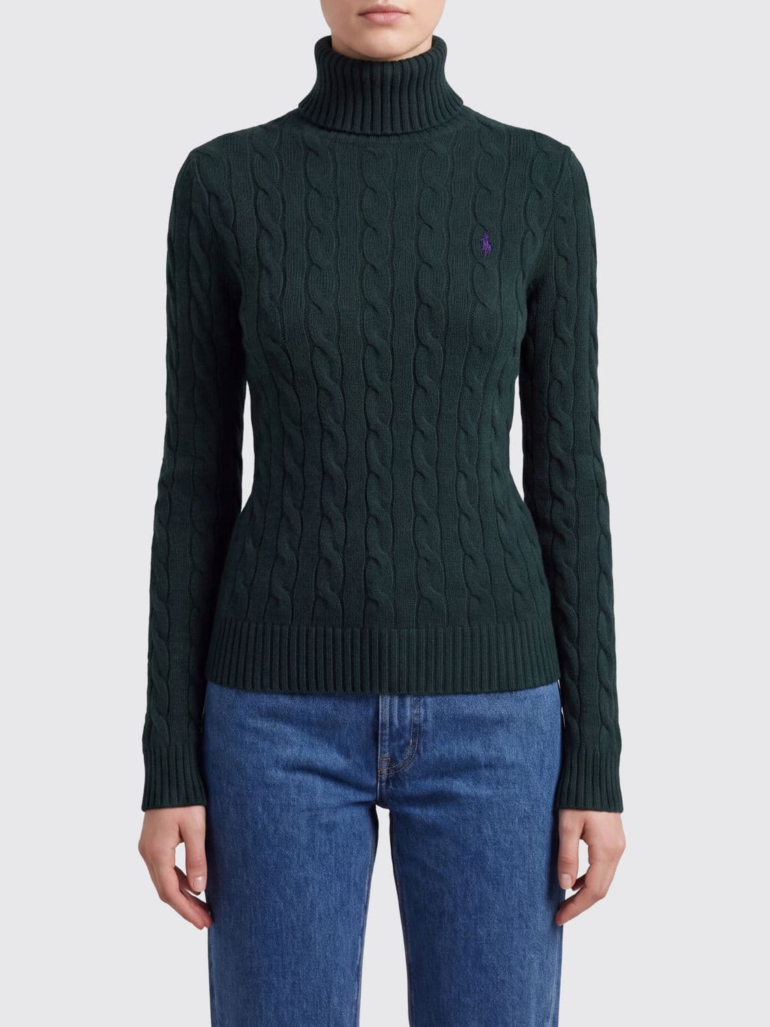 Polo Ralph Lauren Slim Fit Wool and Cashmere Turtleneck Jumper with Embroidered Pony Logo