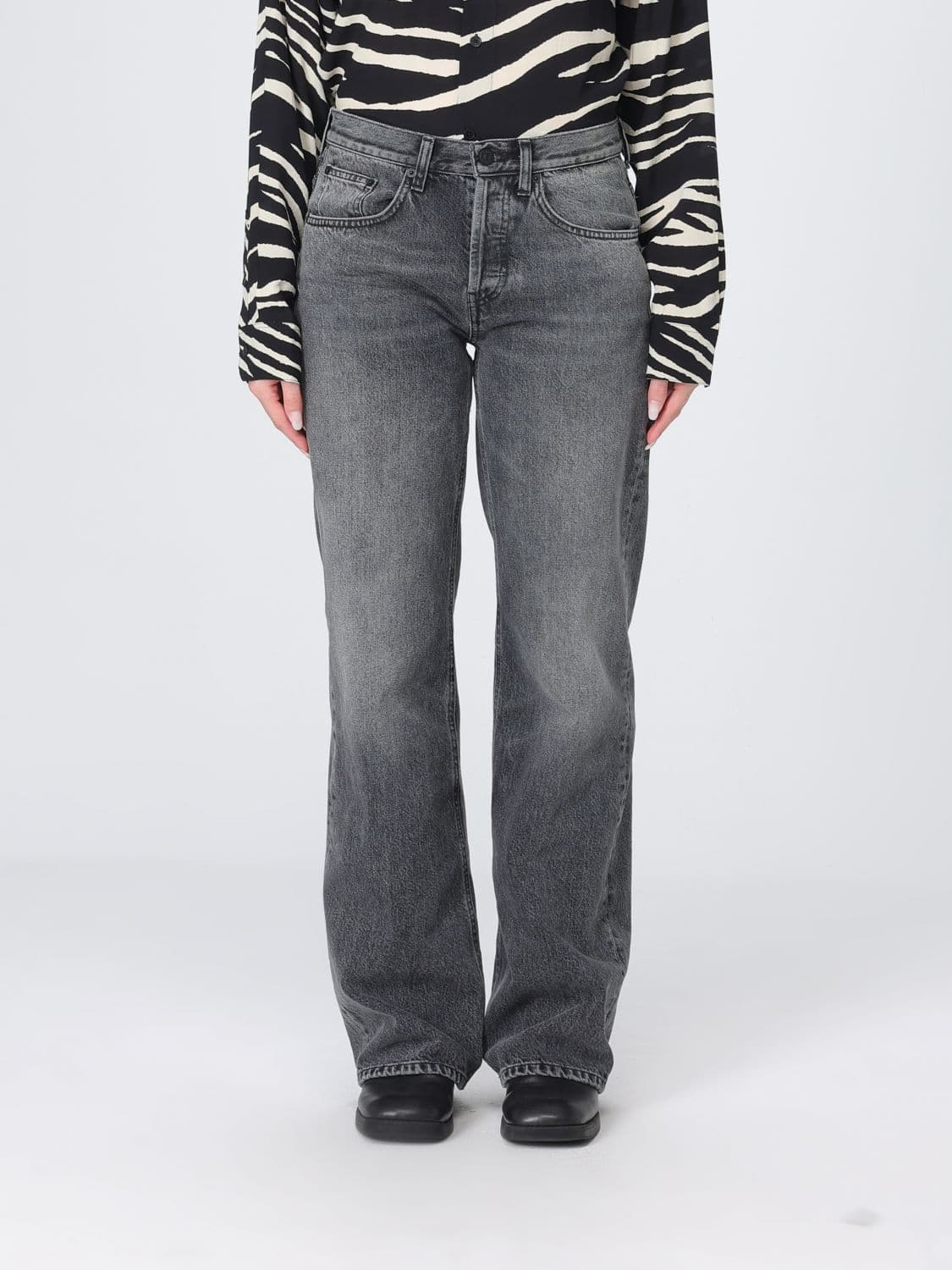 Dondup Mid-Rise Flared Jeans in Cotton Denim