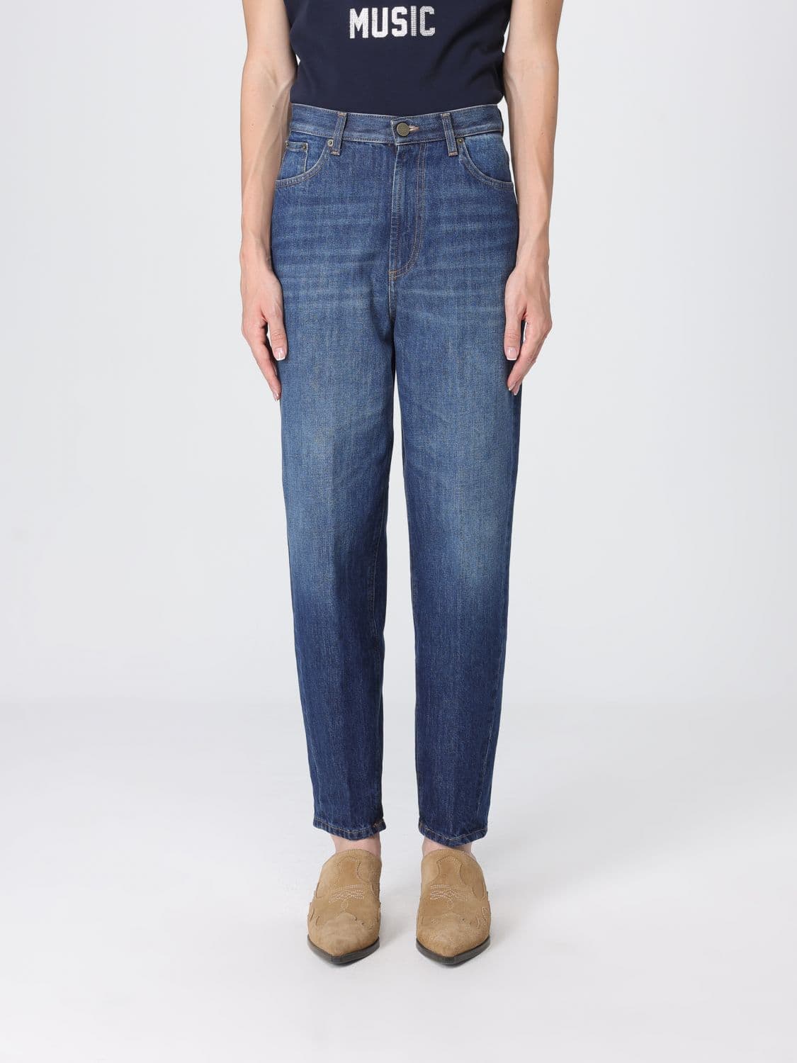 Dondup Bessie Mid-Rise Wide Leg Jeans in Cotton Denim