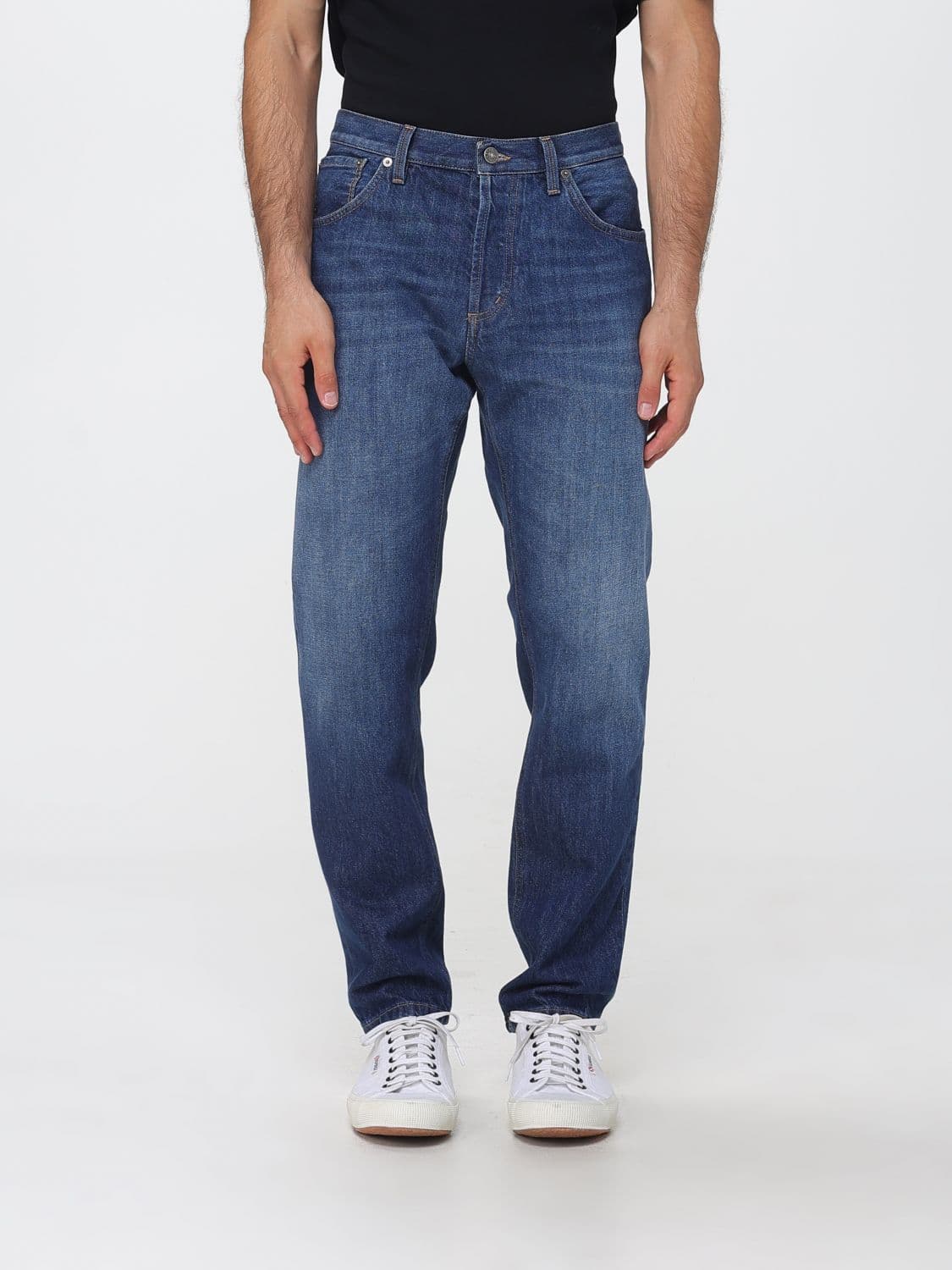 Dondup Brighton Carrot Fit Five-Pocket Jeans in Blue Stretch Denim