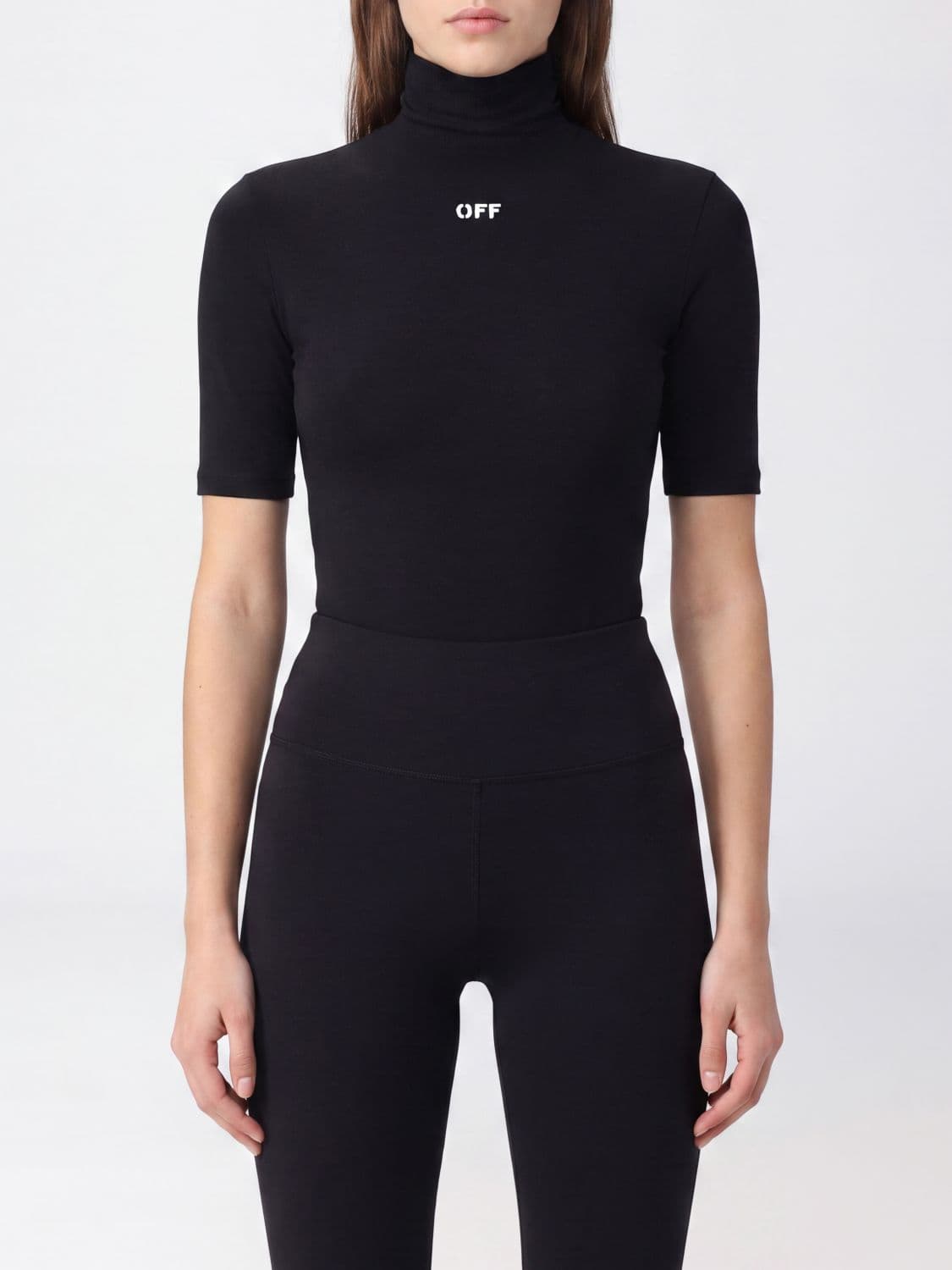 Off-White Slim Fit Stretch-Tech Fabric Short-Sleeve Turtleneck Top