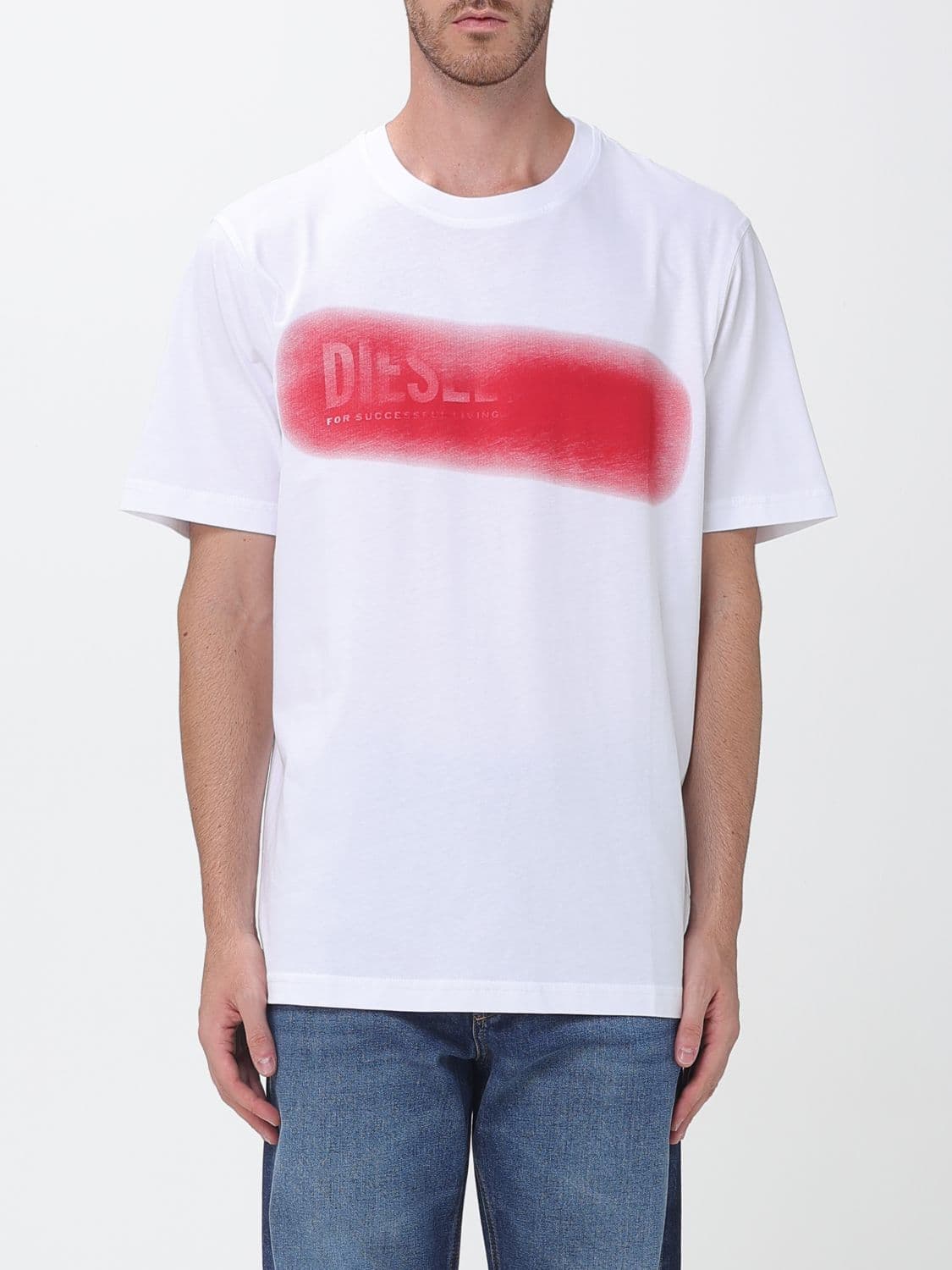Diesel Relaxed Fit Crewneck Cotton T-shirt with Contrasting Logo Print