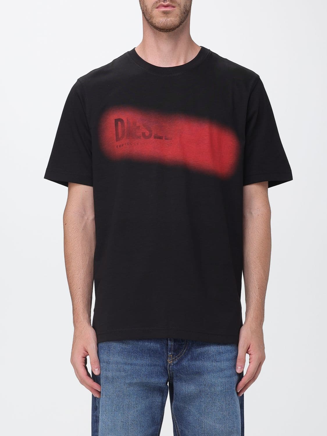 Diesel Relaxed Fit Crewneck Cotton T-shirt with Contrasting Logo Print