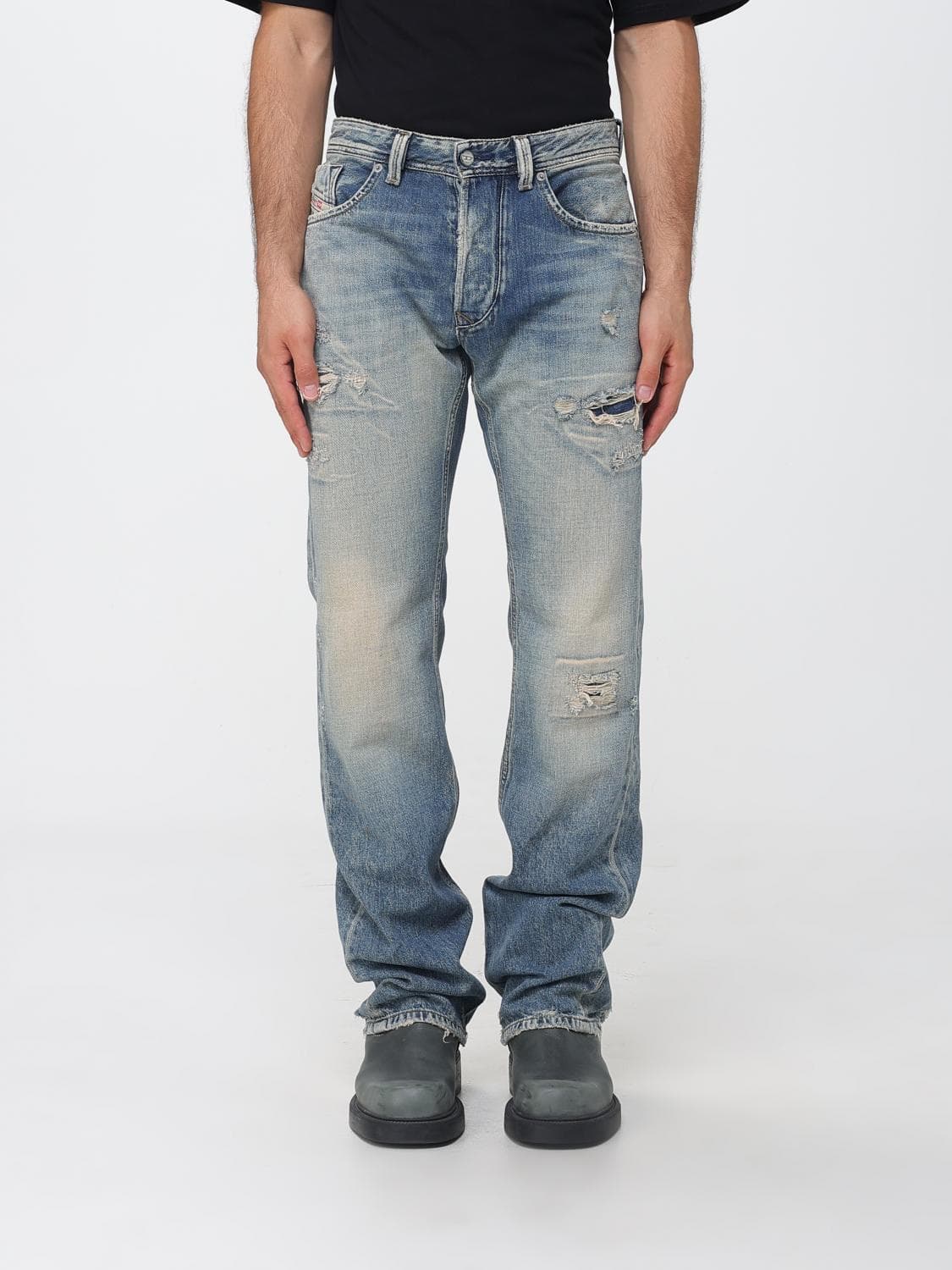 Diesel 1985 Larkee Regular Fit Jeans in Distressed Stretch Denim