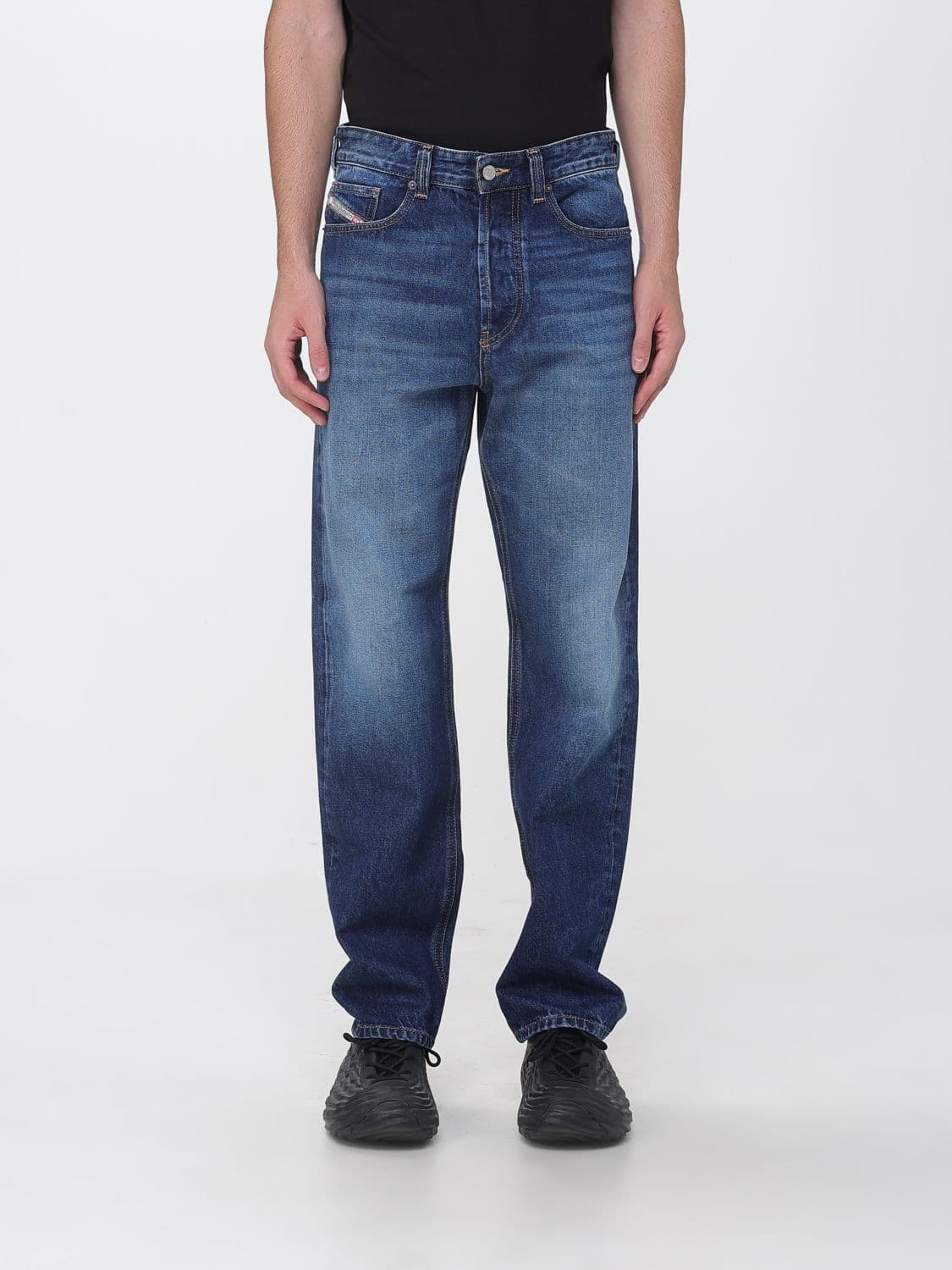 Diesel 2024 D-Macs Mid-Rise Straight Jeans in Distressed Denim