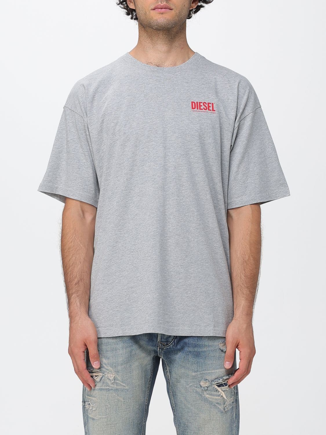 Diesel Dropped Shoulder Cotton T-shirt with a Contrast Logo Print