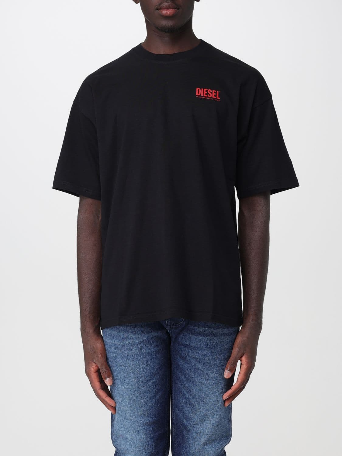 Diesel Dropped Shoulder Cotton T-shirt with a Contrast Logo Print