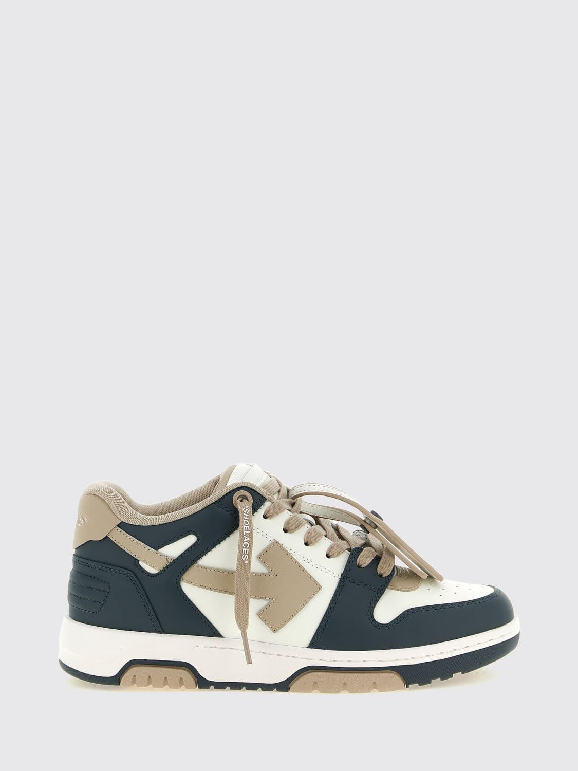 Off-White Out Of Office Leather Sneakers with Perforated Toe and Low-Top Ankle