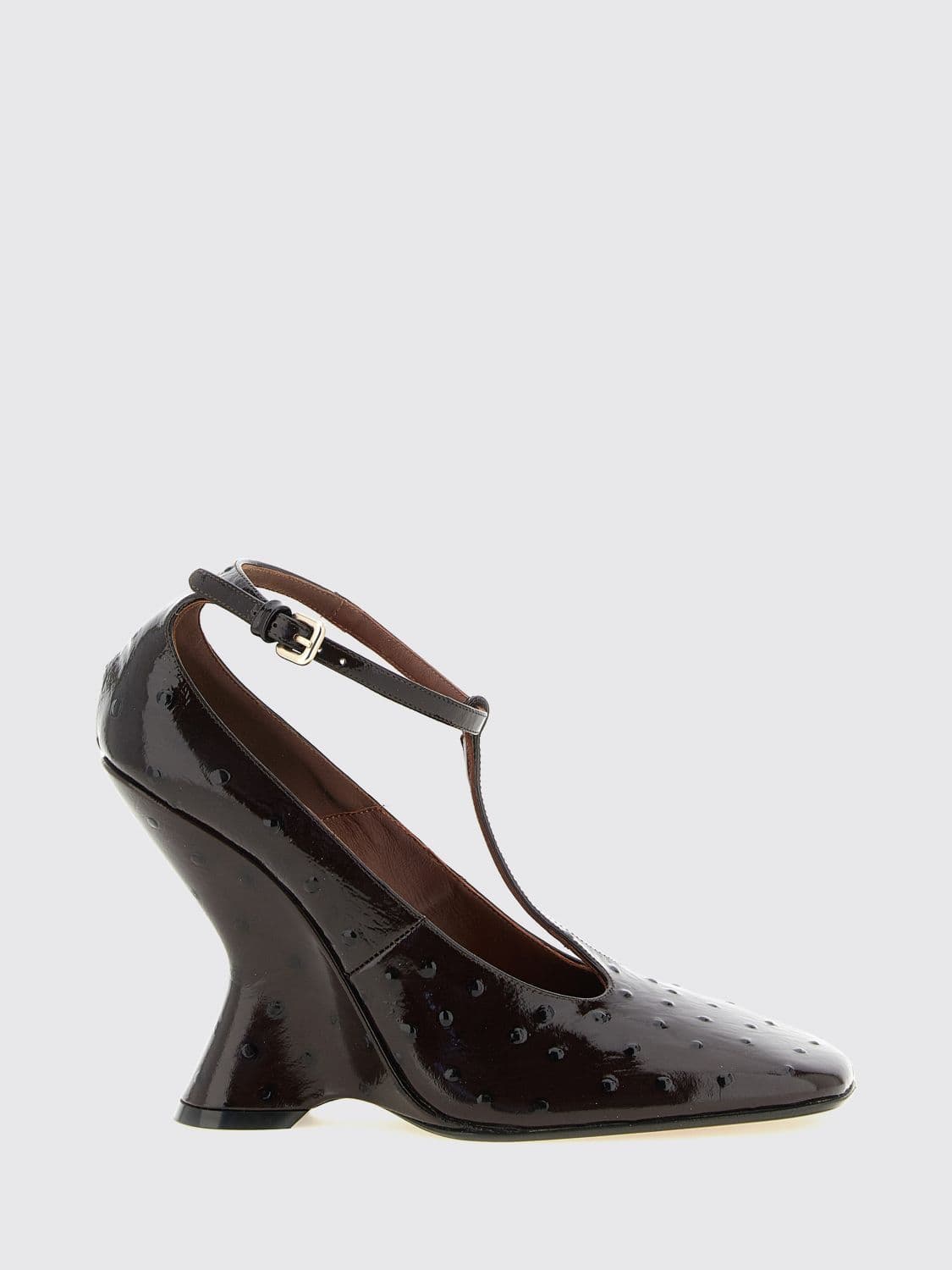Dries Van Noten Embossed Leather Wedge Court Shoes with Square Toe