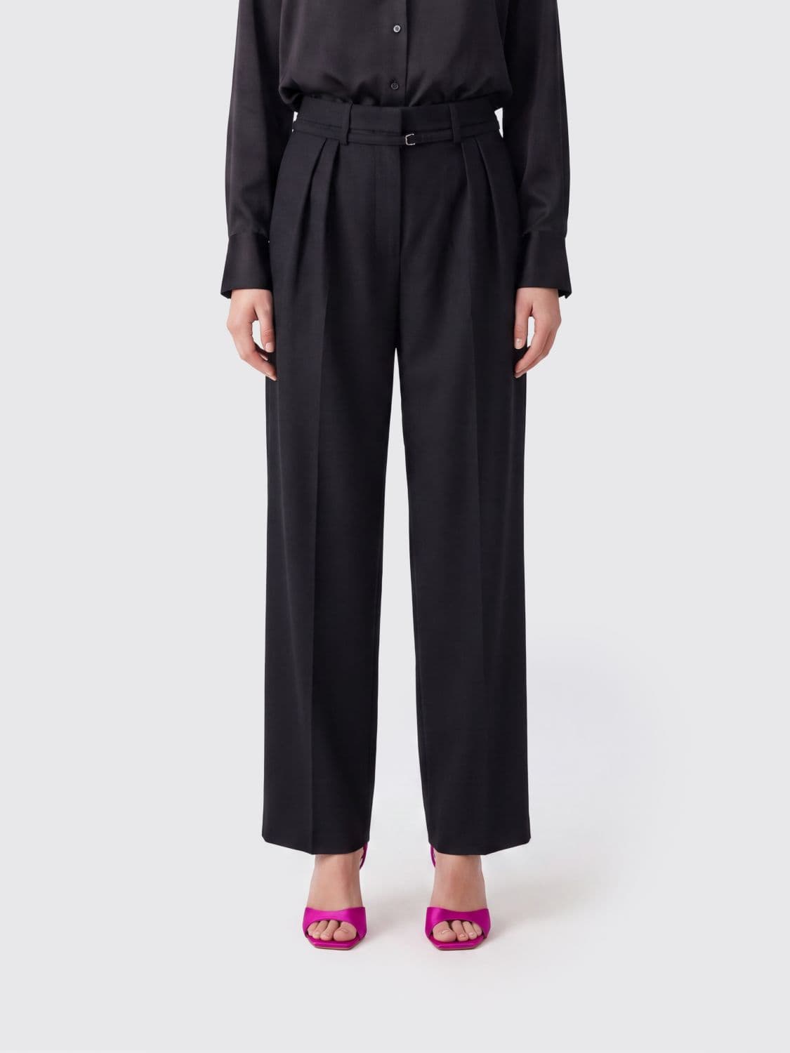 Dries Van Noten High-Waisted Pleated Wide-Leg Trousers in Wool Crêpe