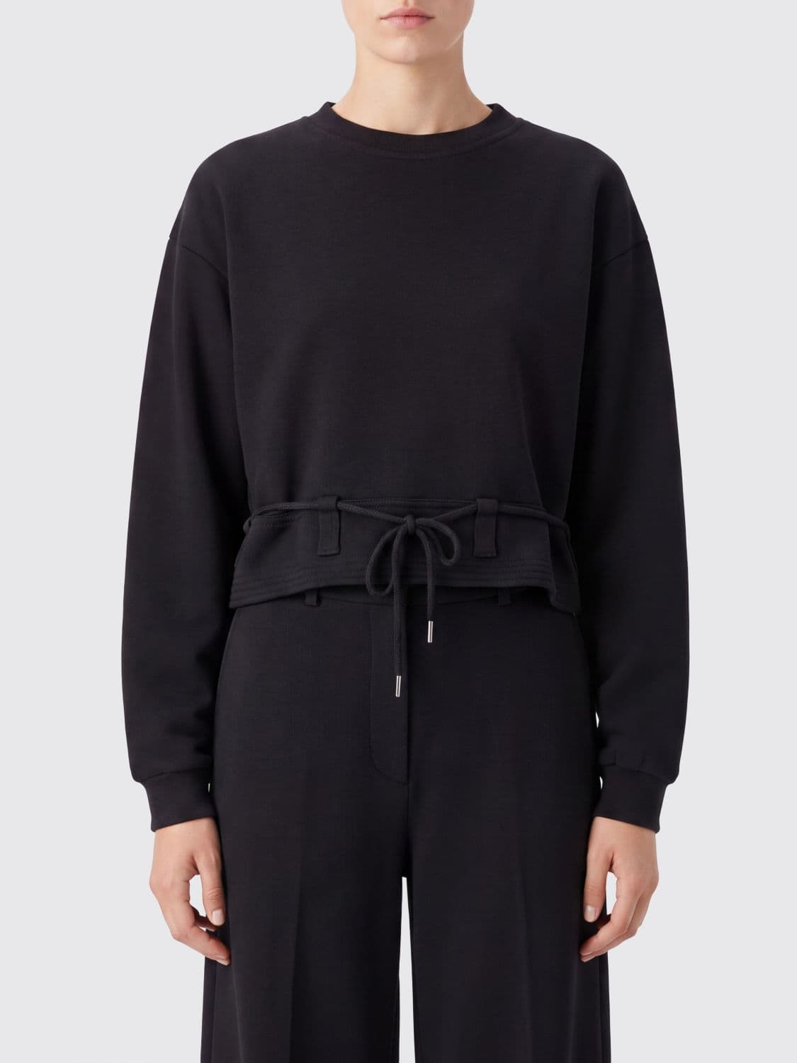 Dries Van Noten Crewneck Cotton Sweatshirt with a Tie-Fastening Waist Belt