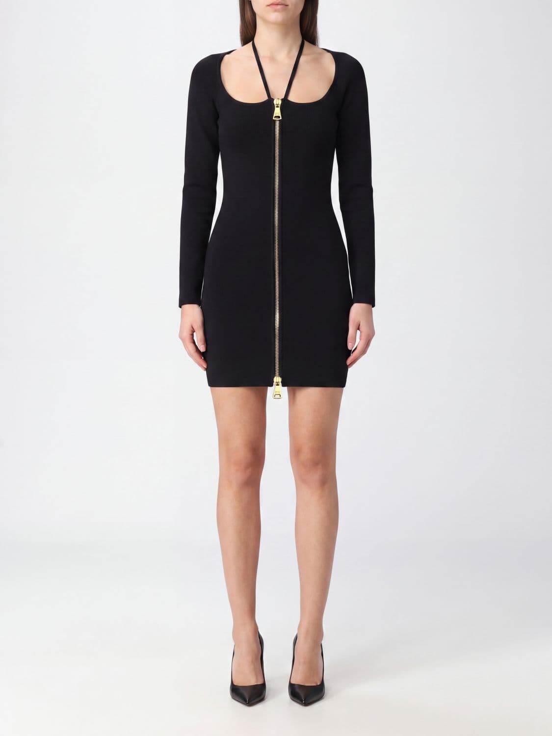 Elisabetta Franchi Long-Sleeve Jersey Mini Sheath Dress
