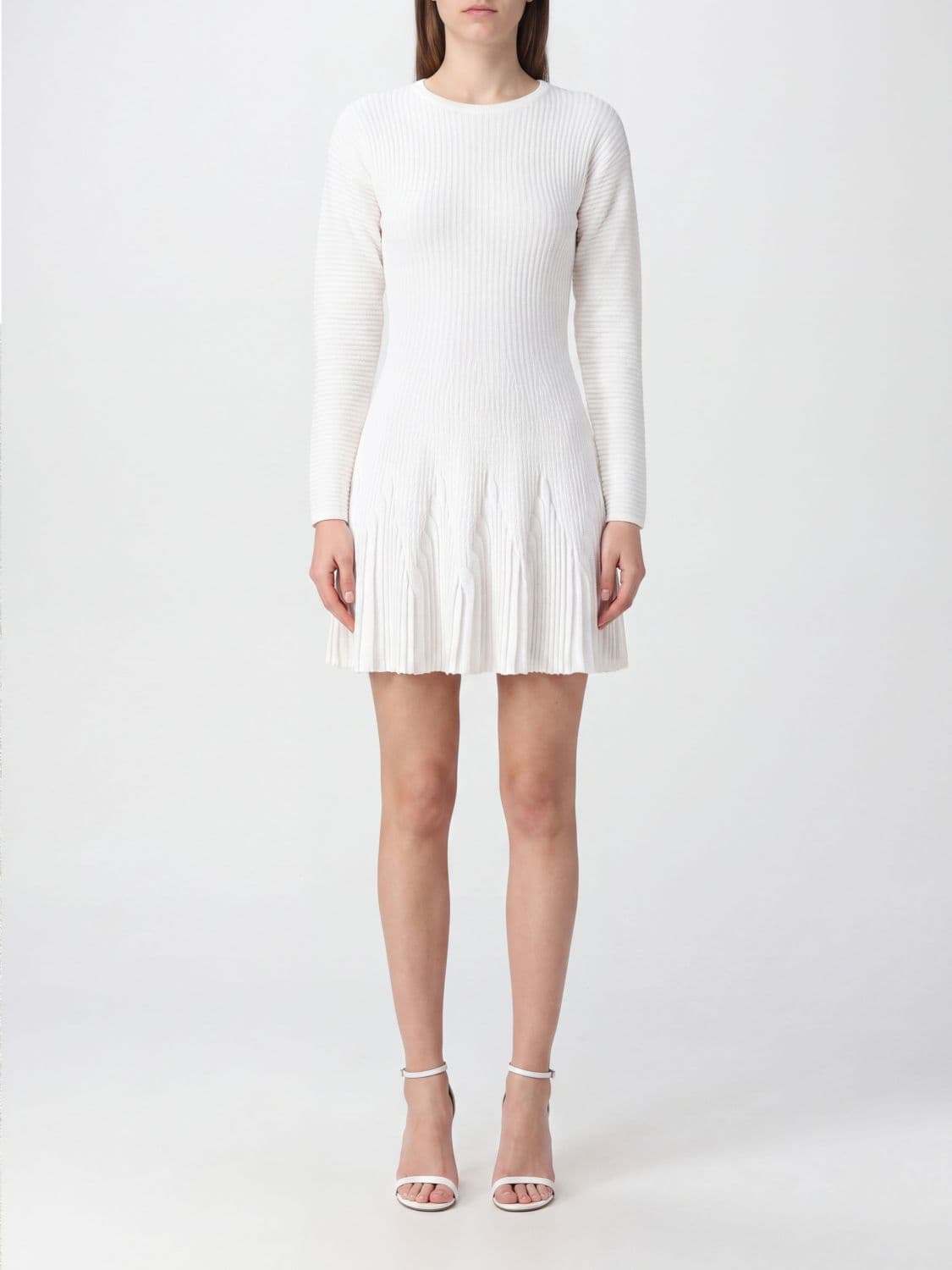 Elisabetta Franchi Elena Long-Sleeve Knit Mini Dress with Dropped Shoulders