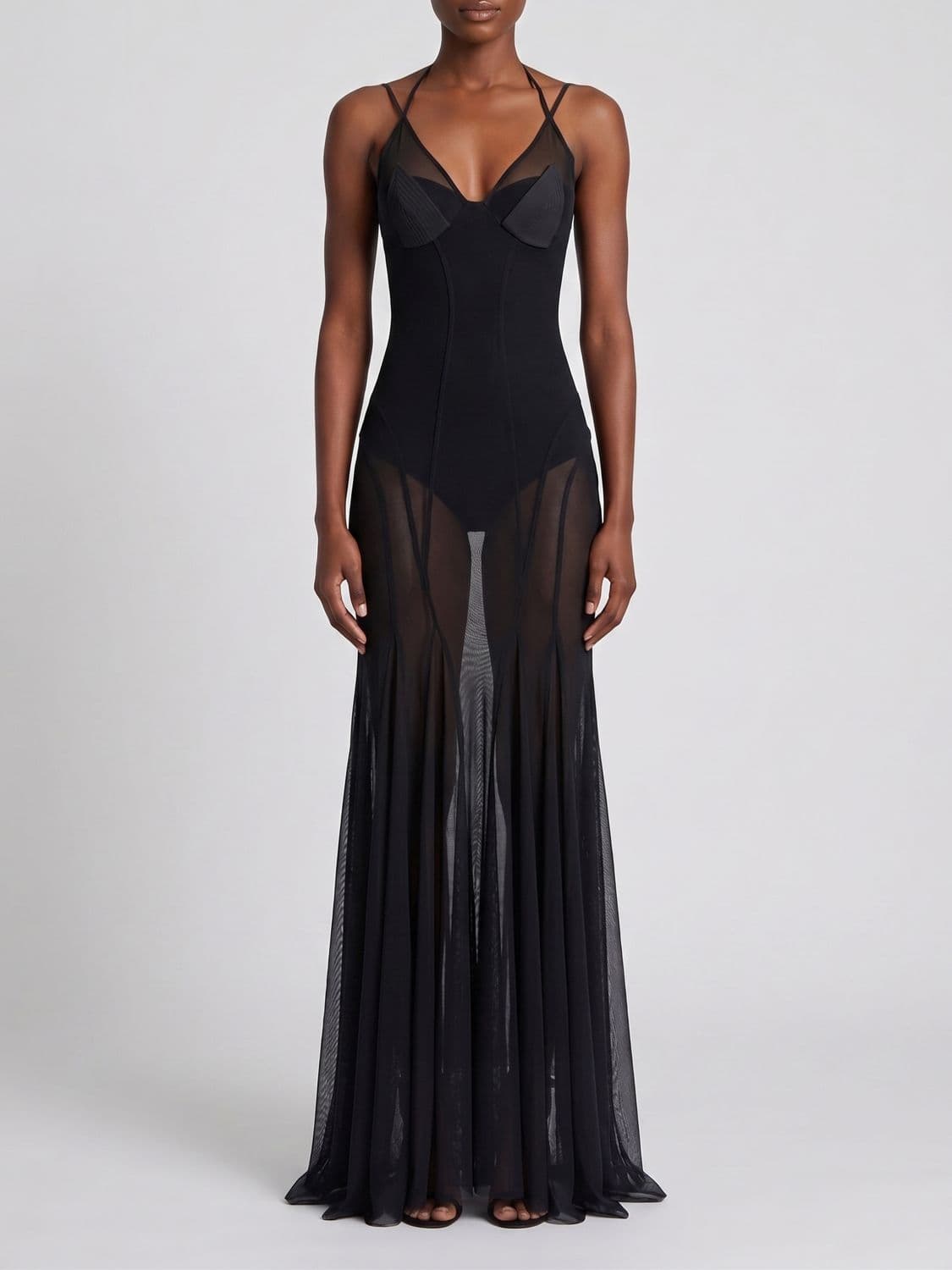 Elisabetta Franchi Halterneck Long Evening Gown in Jersey