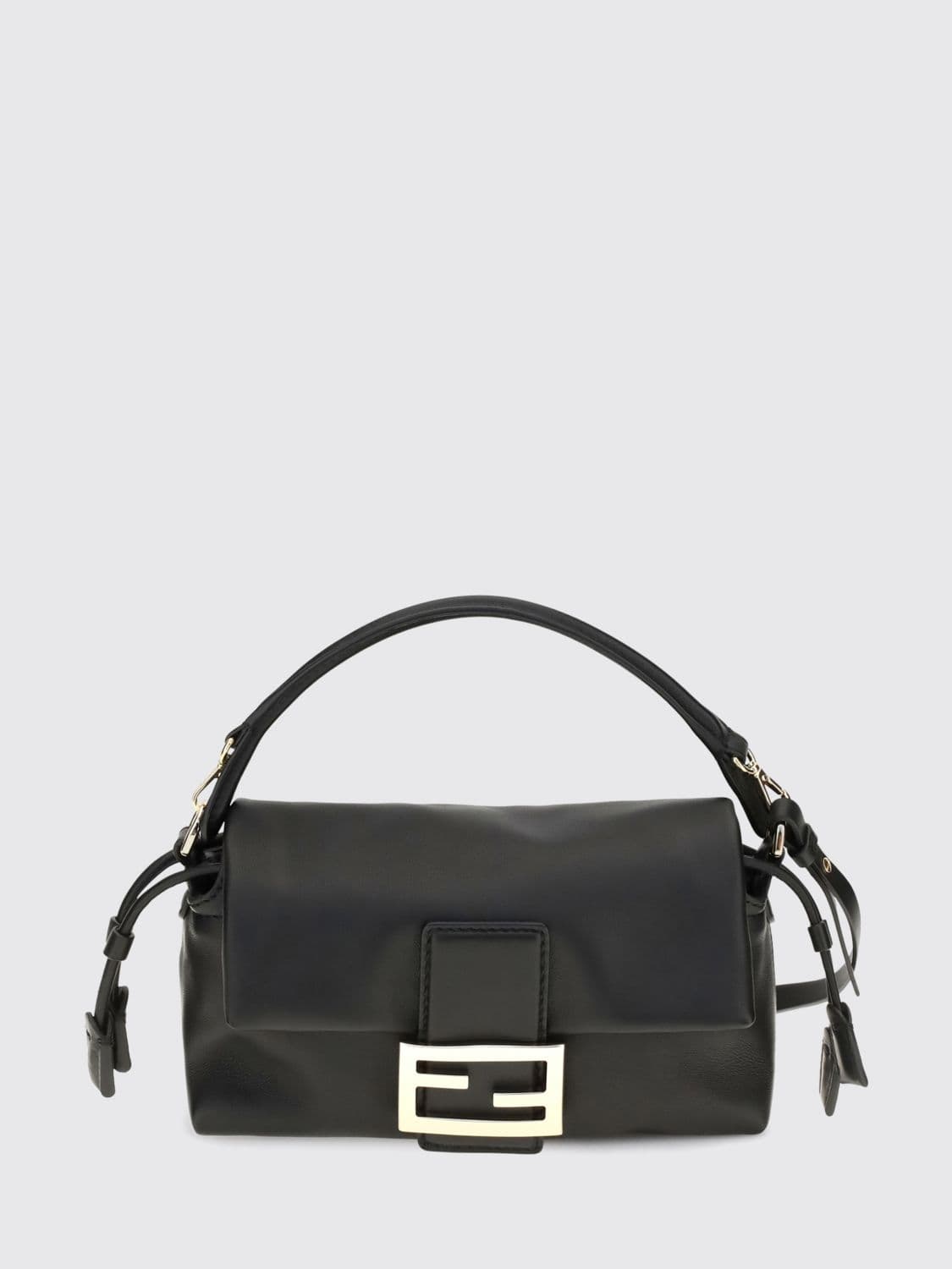 Fendi Baguette Mini Bag in Nappa Leather with Drawstring Closure and FF Logo