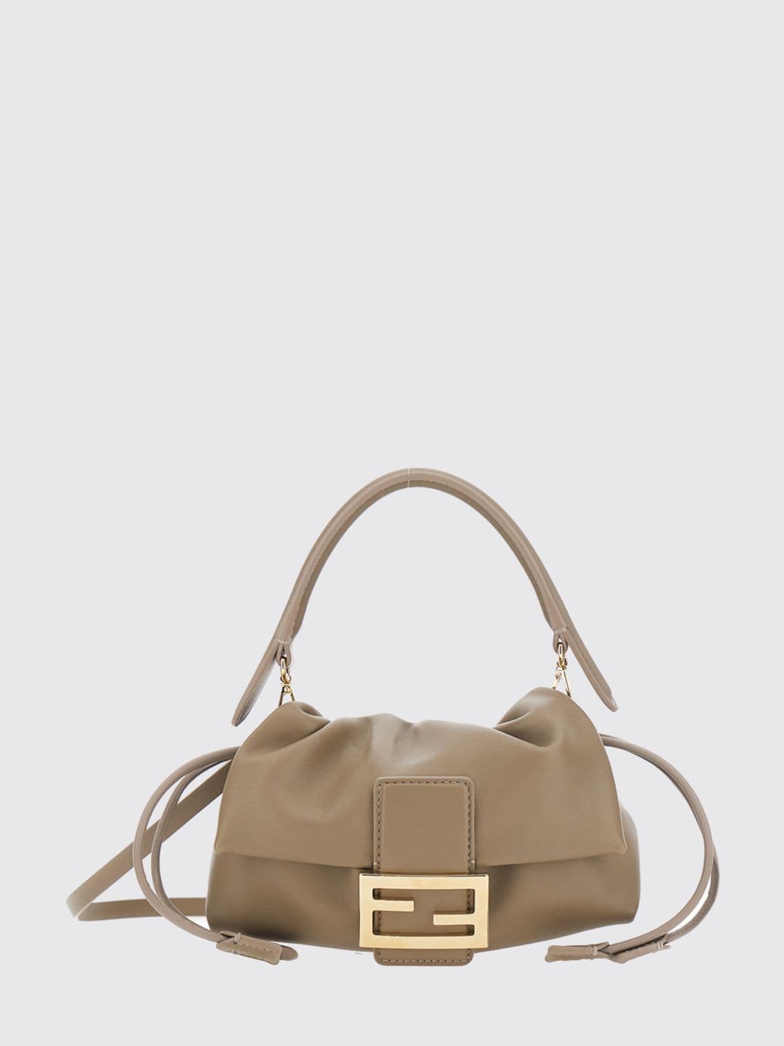 Fendi Baguette Mini Bag in Nappa Leather with Drawstring Closure and FF Logo