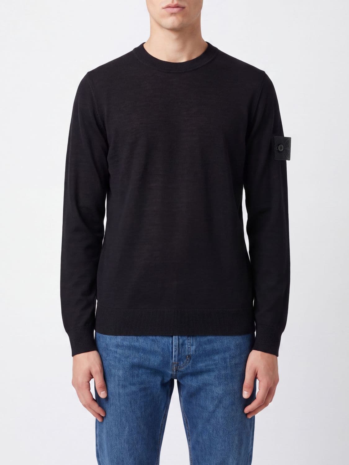 Stone Island Crewneck Virgin Wool Jumper with Compass Logo Patch