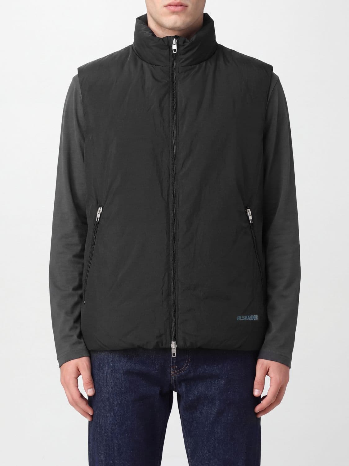 Jil Sander Ghost Capsule Padded Nylon Gilet with High Neck and Zip Closure